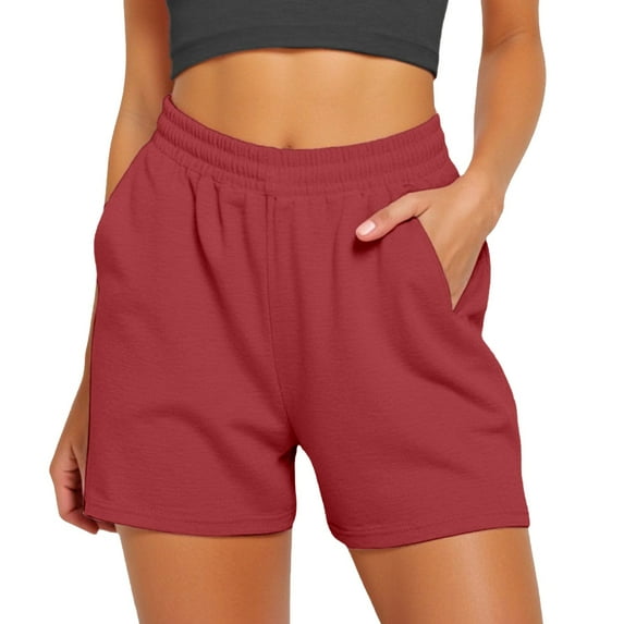 Hpapadks Athletic Shorts for Women Drawstring Comfy Elastic High Waist with Pockets Women's Shorts Watermelon Red XXXL