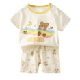 thumbnail image 1 of Hpapadks Baby Boy Outfit Boys Girls Summer Cartoon Printed Short Sleeved Tees Tops and Shorts Suit Toddler Boy Clothes Beige 18-24 Months, 1 of 4