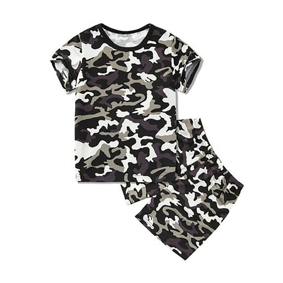 Hpapadks Baby Boy Outfit Camouflage Short Sleeve T Shirts Shorts Armyss Summer Set Newborn Girl Clothes Grey 2-3 Years