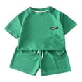 thumbnail image 1 of Hpapadks Baby Boy Outfit Summer Kids Casual Loose Short Sleeve Solid Soft T Shirt Top Shorts Set Baby Clothes Boy Green 15-16 Years, 1 of 7