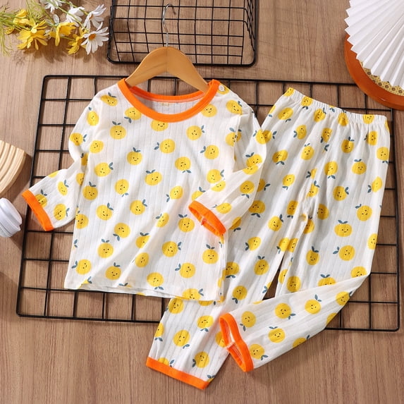 Hpapadks Baby Boy Outfits Summer Thin Long Sleeve Loungewear Cute Cartoon Tops Pants Outfits Set Baby Clothes for Girls YE2 12-18 Months