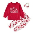 thumbnail image 1 of Hpapadks Baby Girl Outfits Fashion Valentine's Day Letters Long Sleeve Tops Hearts Trousers Baby Girl Clothes Red 0 Months-6 Months, 1 of 1