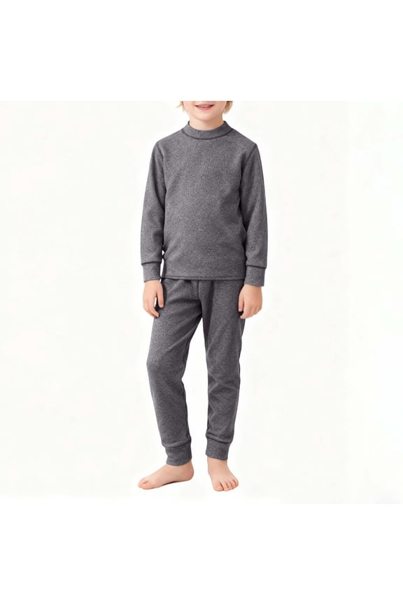 Baby Girl Outfits Thermal Underwear Long Sleeve Solid Tops Pants Winter Base Layer Loungewear Baby Girl Clothes Grey 12-13 Years