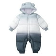 thumbnail image 1 of Hpapadks Baby Romper Autumn Winter Long Sleeve Gradient Plus Wool Thick Hooded Down Jumpsuit Baby Bodysuit Grey 6 Months-12 Months, 1 of 3