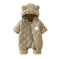 thumbnail image 1 of Hpapadks Baby Romper Winter Thick Warm Long Sleeve Zipper Cute Cartoon Bear Hooded Jumpsuit Baby Bodysuit Khaki 18 Months-24 Months, 1 of 4