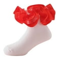 thumbnail image 1 of Hpapadks Baby Socks Ripple Ruffle Rainbow Color Breathable Lace Floor Socks Red 4-6 Years, 1 of 5
