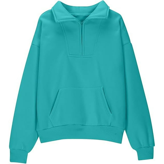 Hpapadks Boys Hoodies Half Zip Sweatshirts Solid Quarter Zip Pullover with Pocket Pullover 9-10 Years Boys Sweatshirts Mint Green
