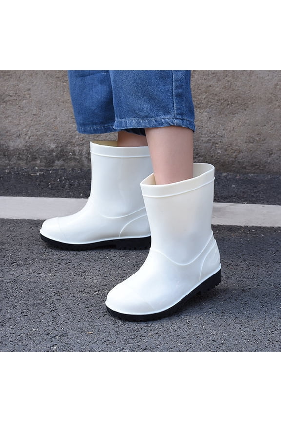 Boys Rain Boots Non Rainy Days Outdoor Play Durable Footwear Solid Hiking Water Shoes Kids Waterproof Boots White