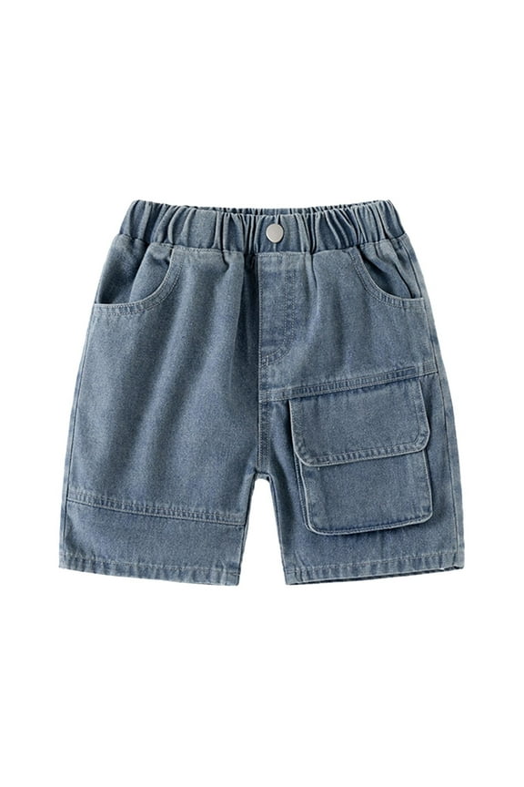 Boys Shorts Spring Summer Sportwear Solid Casual Fashion Pockets Denim Short Pant Toddler Shorts Navy 18-24 Months