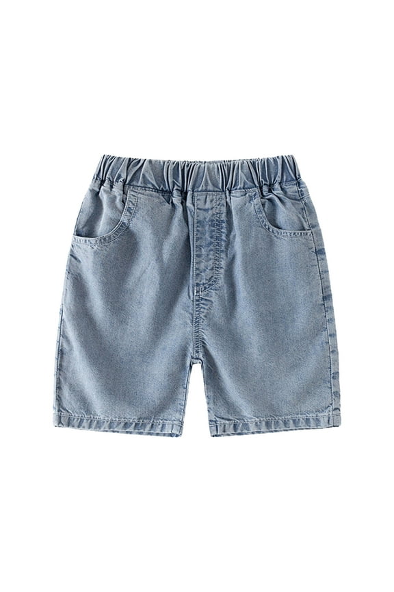 Boys Shorts Spring Summer Sportwear Solid Casual Fashion Pockets Denim Short Pant Toddler Shorts Sky Blue 5-6 Years