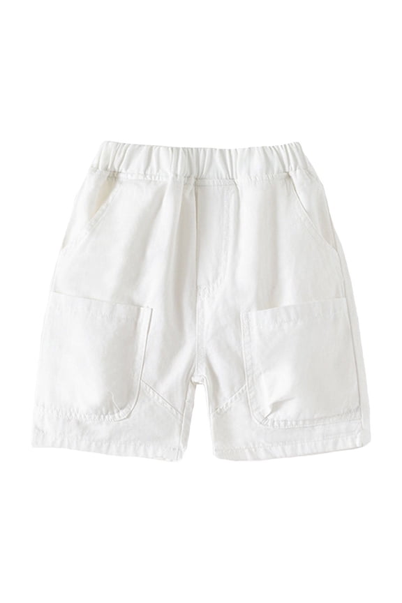 Boys Shorts Toddler Kids Summer Casual Solid Jogger Short Pant with Pockets Toddler Shorts White 12-18 Months