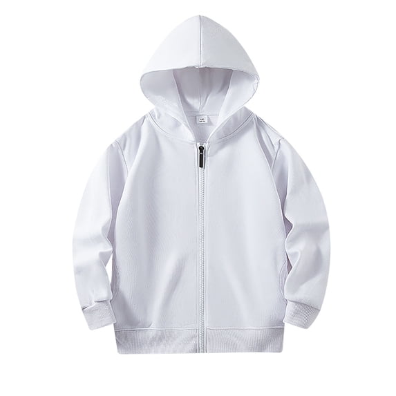 Hpapadks Boys Sweatshirts Long Sleeve Solid Zipper Up Soft Hooded Hoodies Top with Pocket Girls Hoodie White 7-8 Years