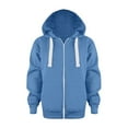 thumbnail image 1 of Hpapadks Boys Sweatshirts Solid Color Zip Up Long Sleeve Hooded Hoodies Jackets with Pockets Girls Hoodie Blue 6-7 Years, 1 of 1