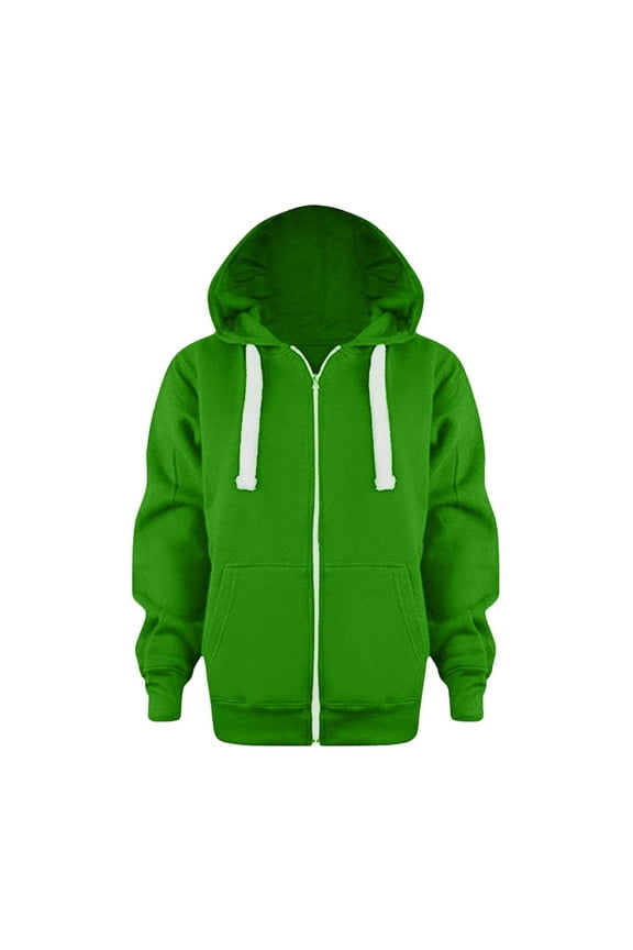 Boys Sweatshirts Solid Color Zip Up Long Sleeve Hooded Hoodies Jackets with Pockets Girls Hoodie Green 6-7 Years