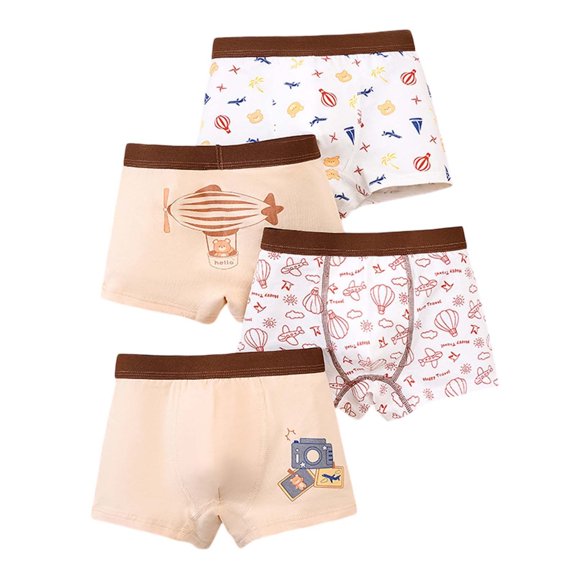 Hpapadks Boys Underwear Baby Boy Daily Comfort Cartoon Print Stretchable Boxer Underpants 4PCS Orange 3-4 Years