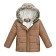 thumbnail image 1 of Hpapadks Boys Winter Coat Toddler Long Sleeve Solid Color Outwear Warm Hooded Coats Girls' Outerwear Jackets Khaki 5 Years-6 Years, 1 of 4