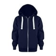 thumbnail image 1 of Hpapadks Boys Zip Up Hoodie Full Zipper Solid Color Open Front Jackets Long Sleeve Drawstring Classic Hooded Sweatshirts Navy, 1 of 5