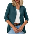 thumbnail image 1 of Hpapadks Cardigan Sweaters for Women Lightweight Formal Commuting Casual Solid 3/4 Sleeve Open Front Small Coat Shrugs for Women, 1 of 5