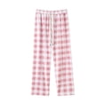 thumbnail image 1 of Hpapadks Casual Pants for Women Fashion Lace Up Loose Comfortable Plaid Pajamas Pants Slacks for Women Pink M, 1 of 3