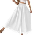 thumbnail image 1 of Hpapadks Casual Pants for Women High Waist Solid Float Flowy Beach Elastic Waist Wide Leg Chiffon Palazzo Pant Womens Slacks White L, 1 of 5