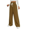 thumbnail image 1 of Hpapadks Casual Pants for Women Solid Versatile Leisure High Waisted Drawstring Wide Leg Sweatpants Slacks for Women Coffee S, 1 of 7