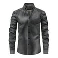 thumbnail image 1 of Hpapadks Casual Shirts for Men Formal Dress Plaid Striped Button Down Long Sleeve Lapel Business Blouses Slim Fit Mens Dress Shirts Black L, 1 of 6