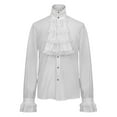 thumbnail image 1 of Hpapadks Casual Shirts for Men Gothic Lace Stand Collar Long Sleeve Fold Blouse Solid Button Down Mens Dress Shirts White L, 1 of 4