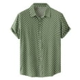 thumbnail image 1 of Hpapadks Casual Shirts for Men Point Print Short Sleeve Lapel Button Down Blouses Beach Loose Mens Dress Shirt Green XL, 1 of 6