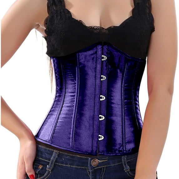 Hpapadks Corset Belt for Women Leather Light Tummy Control Underbust Wide Belt Tight Push Up Solid Vintage Corset Belt Halloween Dark Purple