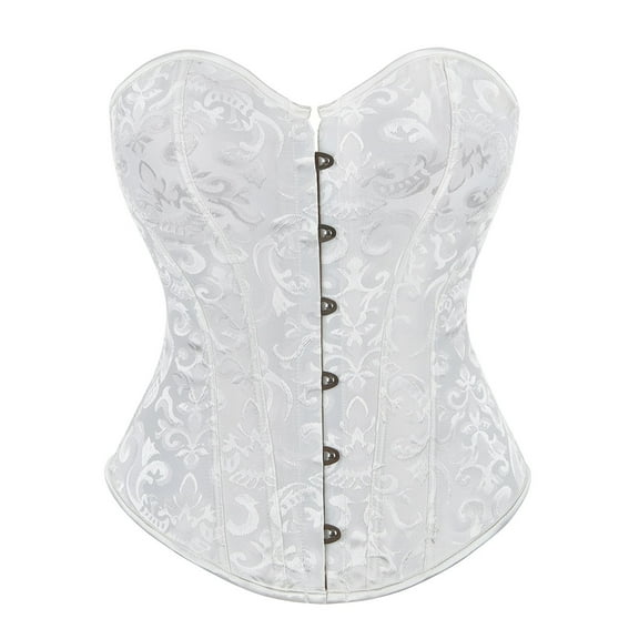 Hpapadks Corset Belt for Women Strapless Vintage Floral Embroidery Patterns Lace Up Push Up Bustier Elegant Corset Belt Halloween White