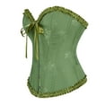 thumbnail image 1 of Hpapadks Corset Belts for Women Vintage Ruffles Boned Bustier Bodysuit with Front Tie Lace Up Retro Overbust Push Up Corset Belt Halloween Green, 1 of 3