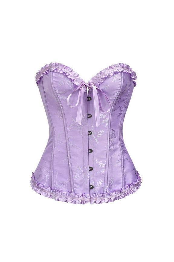 Corset Belts for Women Tight Lace Up Slim Fit Ruffles Cosplay Tummy Control Bustier Boned Corset Belt Halloween Costumes Purple