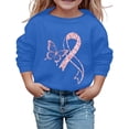 thumbnail image 1 of Hpapadks Crewneck Sweatshirts Kids Breast Cancer Graphic Crewneck Long Sleeve Pullover Sweatshirt Blue 9-10 Years, 1 of 4