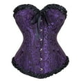thumbnail image 1 of Hpapadks Fajas Colombianas Shapewear for Women Vintage Floral Embroidery Patterns Bustier Bodysuit Lace Up Boned Corset Belt Halloween Purple, 1 of 6