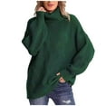 thumbnail image 1 of Hpapadks Fall Sweaters for Women 2025 Cozy Loose Knit Turtleneck Sweaters Pullover Long Sleeve Solid Top Cable Knit Sweater Women Green L, 1 of 2