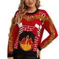 thumbnail image 1 of Hpapadks Fall Sweaters for Women 2025 Funny Christmas Gold Thread Lace Pullover Socks Embroidered Knitted Sweaters Halloween Sweater Red XL, 1 of 7