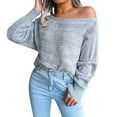 thumbnail image 1 of Hpapadks Fall Sweaters for Women Fall Winter Off Shoulder Hollow Out Cable Knit Solid Casual Sweaters Womens Sweater Grey L, 1 of 5