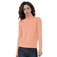 thumbnail image 1 of Hpapadks Fall Sweaters for Women Wool Seamless Sweaters Turtleneck Solid Long Sleeve Knitted Pullover Tops Womens Sweater Pink XL, 1 of 4