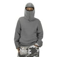 thumbnail image 1 of Hpapadks Girl's Balaclava Hoodie Oversized Half Zipper Hooded Kids Sweatshirt Wind Resistant Athletic Hoodies With Face Mask Grey, 1 of 7