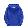 thumbnail image 1 of Hpapadks Girls Hoodies Solid Color Long Sleeve Drawstring Pocket Fall Winter Thick Warm Hooded Sweatshirts 5-6 Years Boys Sweatshirts Blue, 1 of 3
