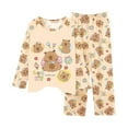 thumbnail image 1 of Hpapadks Girls Outfits Cute Capybara Print Long Sleeve Soft Loungewear Tops Pants 2 Piece Pajama Set Girls' Clothing Sets, 1 of 2