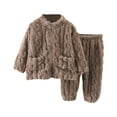 thumbnail image 1 of Hpapadks Girls Outfits Flannel Pajama Set Warm Soft Fleece Long Sleeve Solid Zipper Top Pant Cozy Home Loungewear Girls' Clothing Sets, 1 of 2