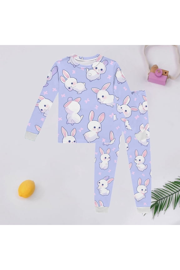 Girls Outfits Long Sleeve Easter Cute Bunny Printed Tops Pants Loungewear Pajama Set Girls' Clothing Sets