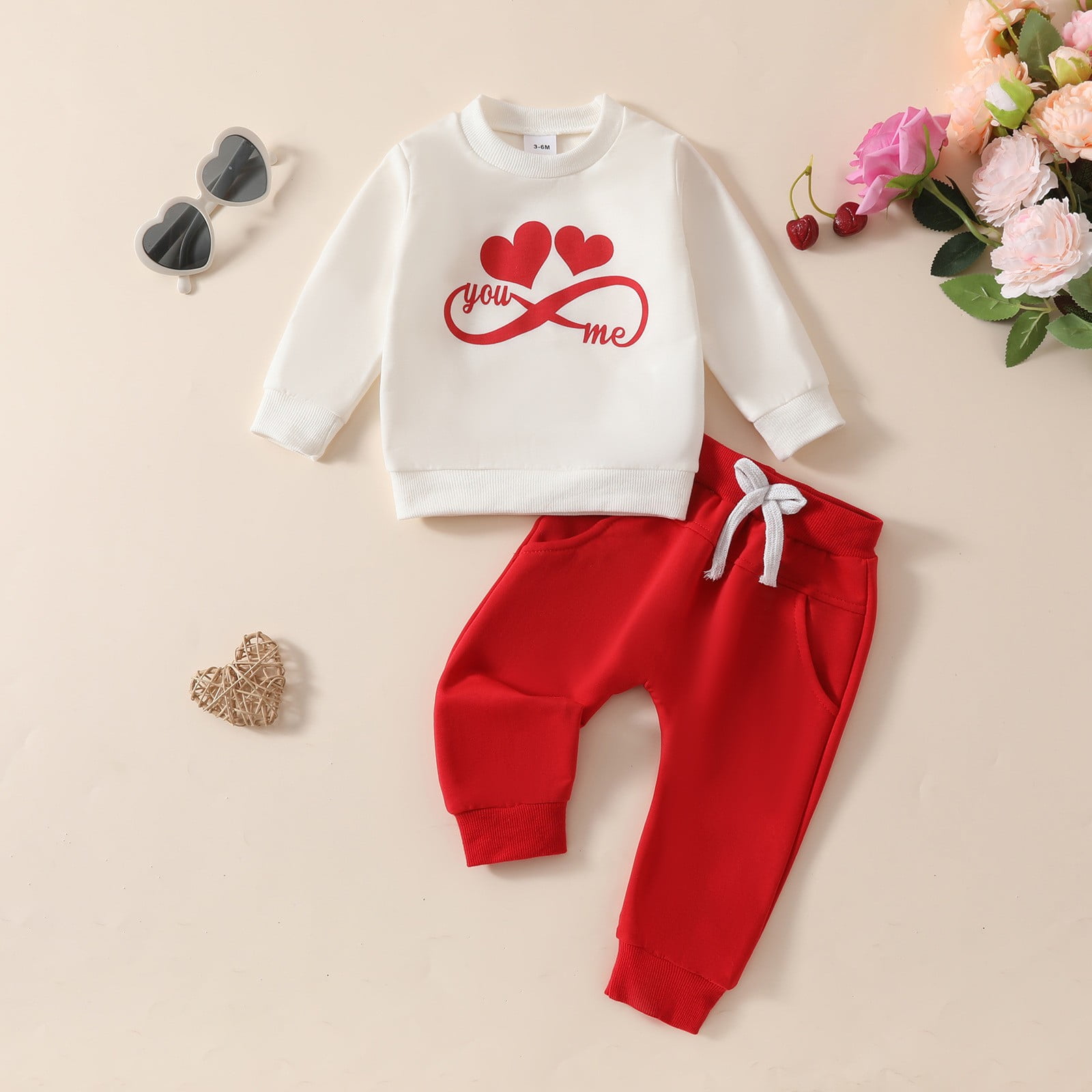 Hpapadks Girls Outfits Valentine's Day Heart Printed Long Sleeve — free download