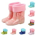 thumbnail image 1 of Hpapadks Girls Rain Boots Rubber Winter Warm Waterproof Water Shoes Solid Casual Hiking Outdoor Play Pink 5-5.5 Y, 1 of 5