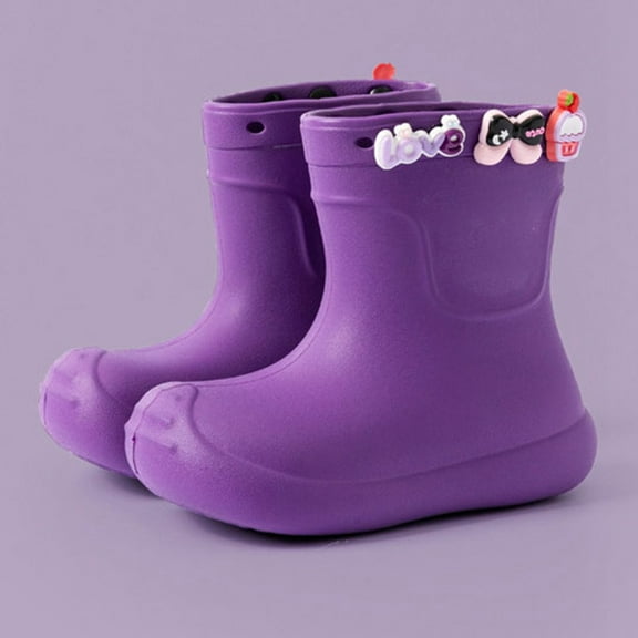 Hpapadks Girls Rain Boots School Outdoor Rainy Day Low Top Non Comfortable Lightweight Durable All Season Footwear Rainboots Boys Waterproof Boots Purple