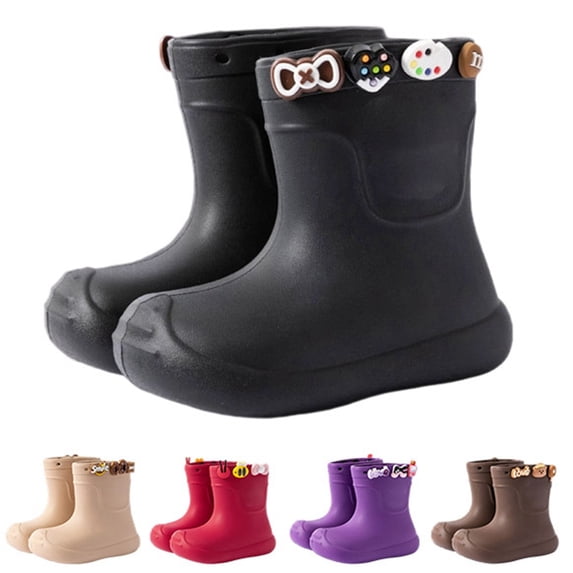 Hpapadks Girls Rain Boots Solid School Outdoor Rainy Day Low Top Water Shoes Non Lightweight Waterproof Purple 15