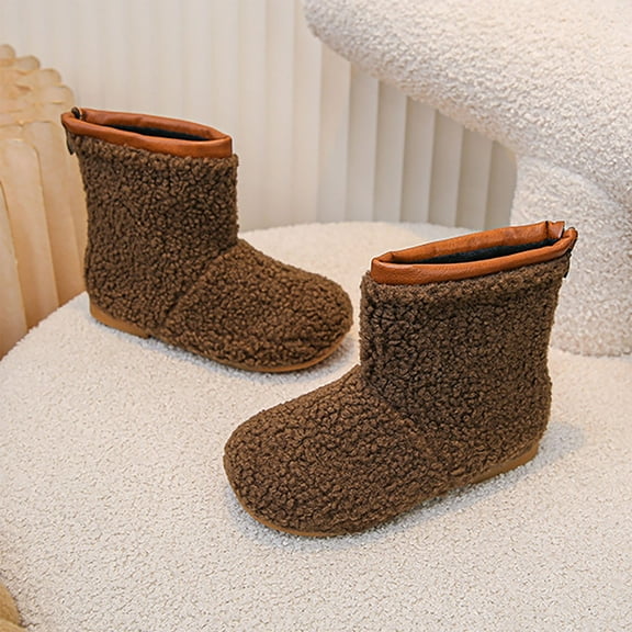 Hpapadks Girls Snow Boots Cozy Winter Non Slip Soft Soles Warm Booties Ideal for Snow Days Boys Winter Boots Brown