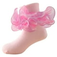 thumbnail image 1 of Hpapadks Girls Socks Ripple Ruffle Rainbow Color Breathable Lace Floor Socks Pink 1-3 Years, 1 of 4