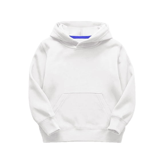 Hpapadks Girls Sweatshirt Solid Fleece Long Sleeve Thickened Warm Hooded Pullover Tops Boys Hoodie White 12-18 Months